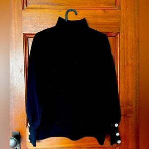TAHARI Mock Neck Sweater with Jewel Button Sleeves